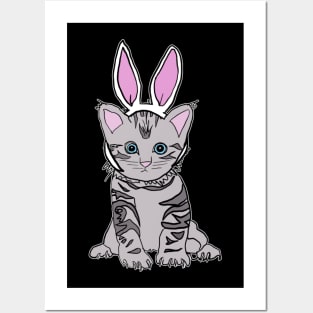 Easter Cat Cute Rabbit Ears dressed up Posters and Art